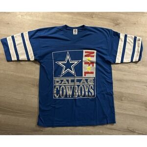 Dallas Cowboys Logo 7, Vintage 90's Single Stitch Jersey Style Blue T-shirt, XL